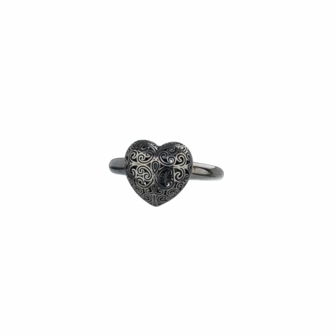 Kallisto Heart Ring in Black plated sterling silver