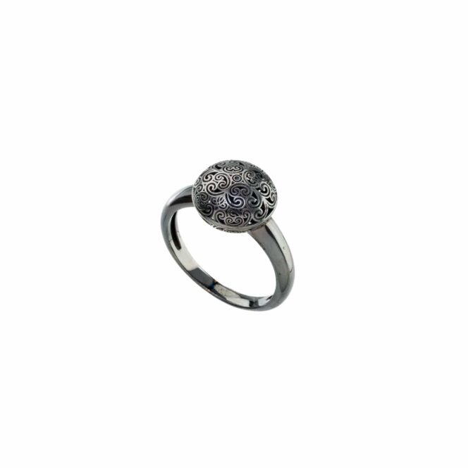 Kallisto Round Ring in Black plated sterling silver - Image 2