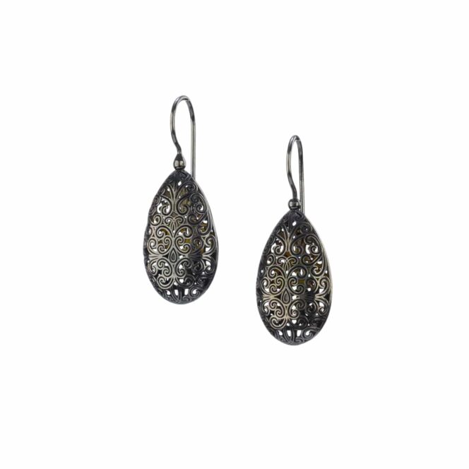 Kallisto teardrop earrings in Black plated silver 925