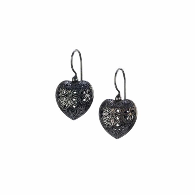 Kallisto Heart earrings in Black plated silver 925