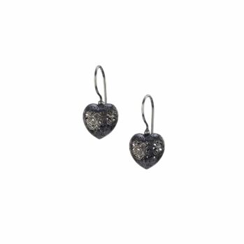 Kallisto tiny Heart earrings in Black plated silver 925