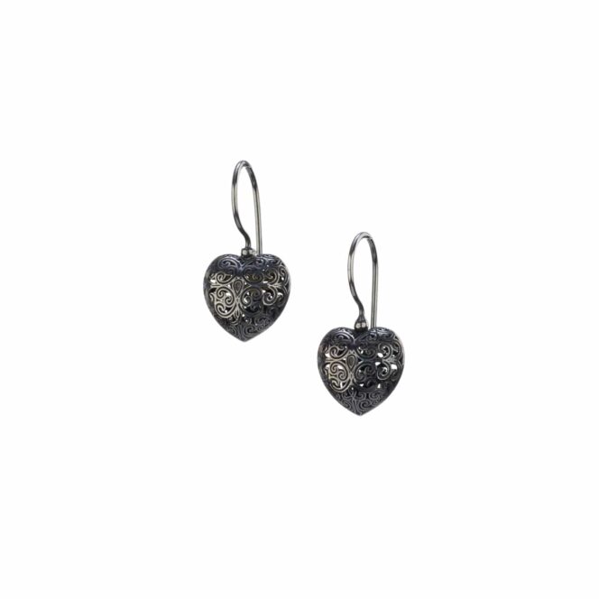 Kallisto tiny Heart earrings in Black plated silver 925