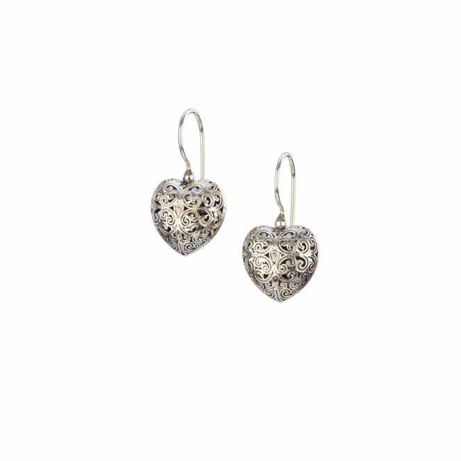 Kallisto Heart Earrings in oxidized Silver 925