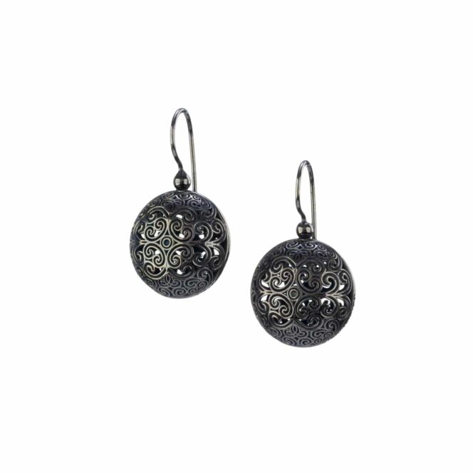 Kallisto Round earrings in Black plated silver 925