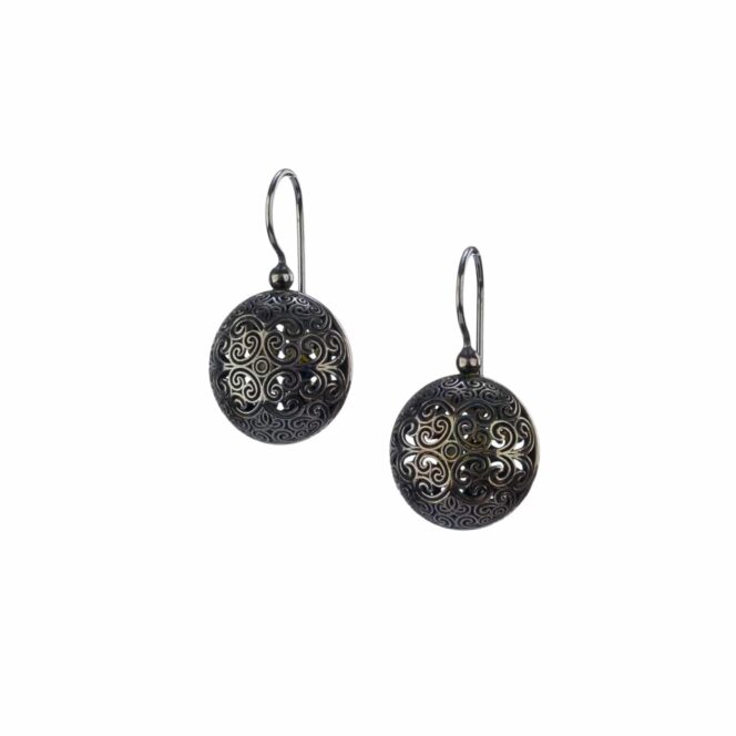 Kallisto Round earrings in Black plated silver 925