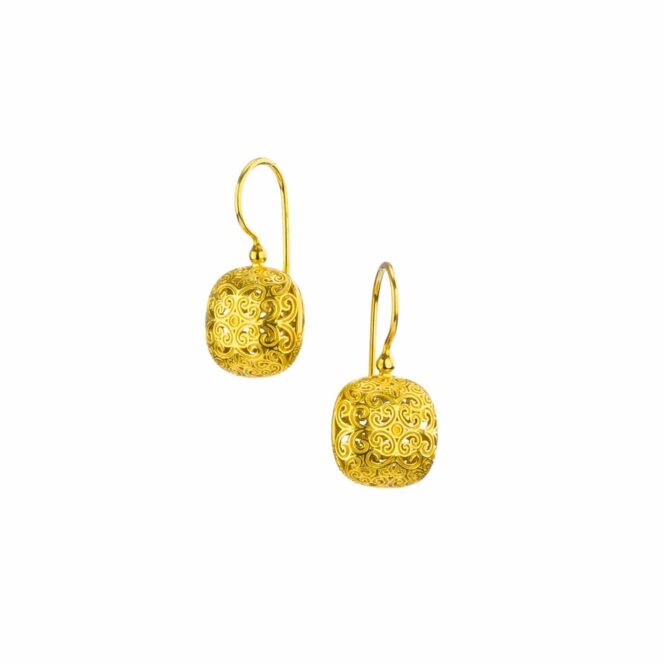Kallisto Cushion Earrings in Gold plated silver 925 - Image 2