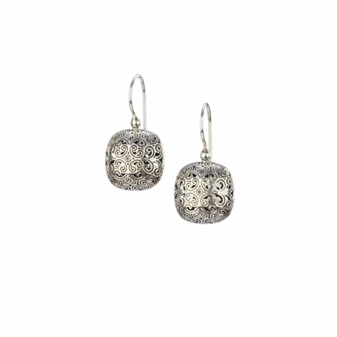 Kallisto Cushion Earrings in oxidized Silver 925