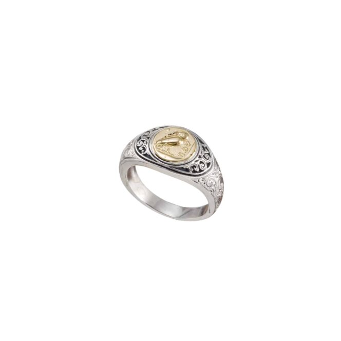 Greek symbol owl Ring in 18K Gold and Sterling Silver - Image 2