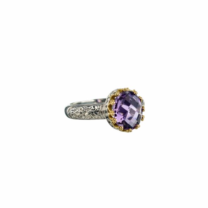 Crown oval Ring in 18K Gold and sterling silver with semi precious stone - Image 5