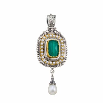 Iris big pendant in Sterling silver with Gold plated parts and doublet stone