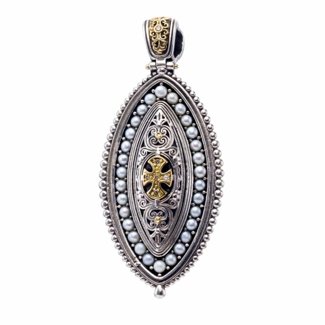 Faidra pendant in 18K Gold, sterling silver, precious stones and pearls - Image 5