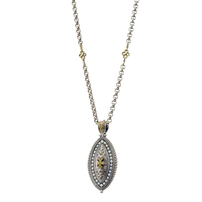 Faidra pendant in 18K Gold, sterling silver, precious stones and pearls - Image 2