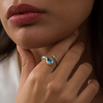 Eden's Garden Ring in 18K Gold and Sterling Silver with Semi precious Stone