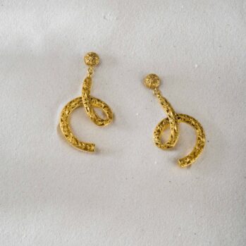 Kallisto lacy long Earrings in Gold Plated silver