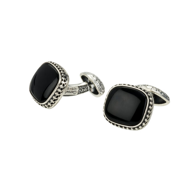 Cufflinks in sterling silver with black onyx - Image 3