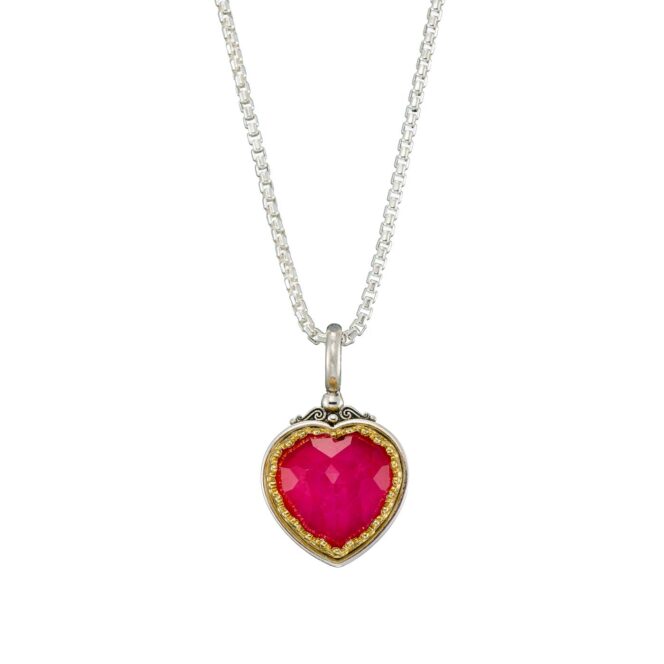 Iris Heart Pendant in Sterling Silver with Gold Plated Parts and Doublet Gemstone - Image 4