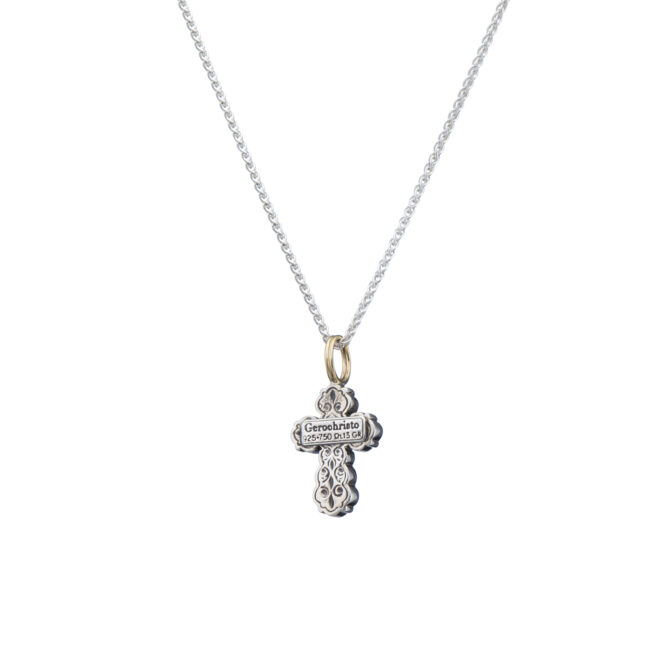 Tiny Byzantine cross in 18K Gold and Sterling Silver - Image 4