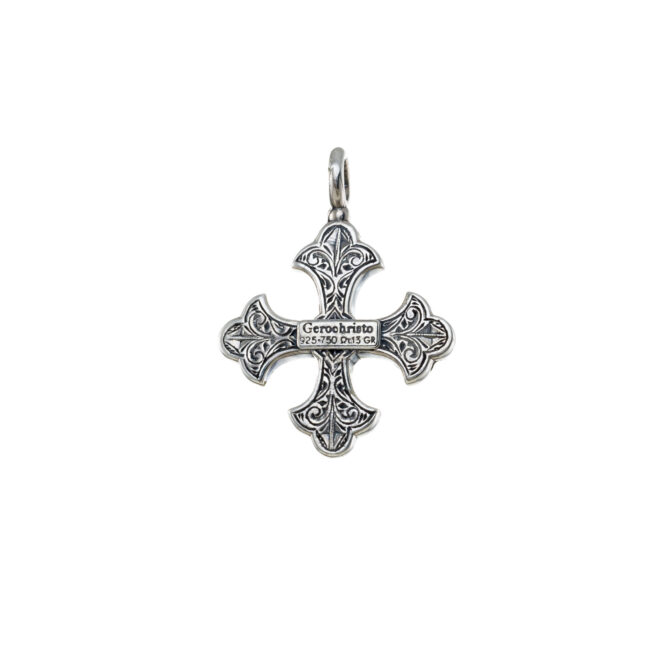 Aretousa Cross in sterling silver with 18K Gold and Ruby - Image 2