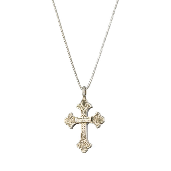 Aretousa Cross in 18K Gold and Sterling silver with aquamarine - Image 3