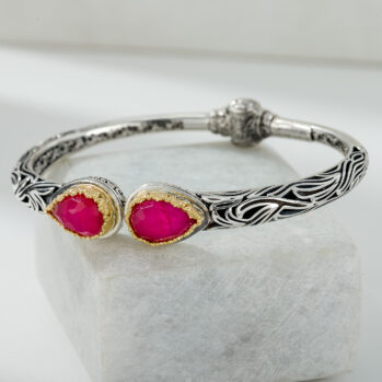 Imperial teardrop Bracelet in 18K Gold and Sterling Silver with Doublet Stones