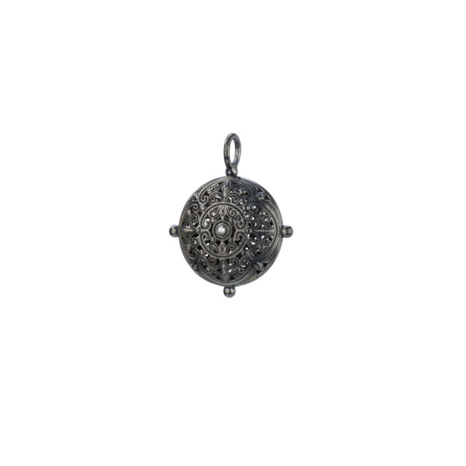 Kallisto round pendant in black plated silver 925 - Image 2
