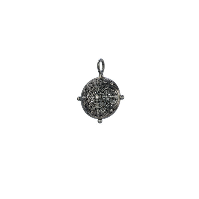 Kallisto round pendant in black plated silver 925 - Image 2