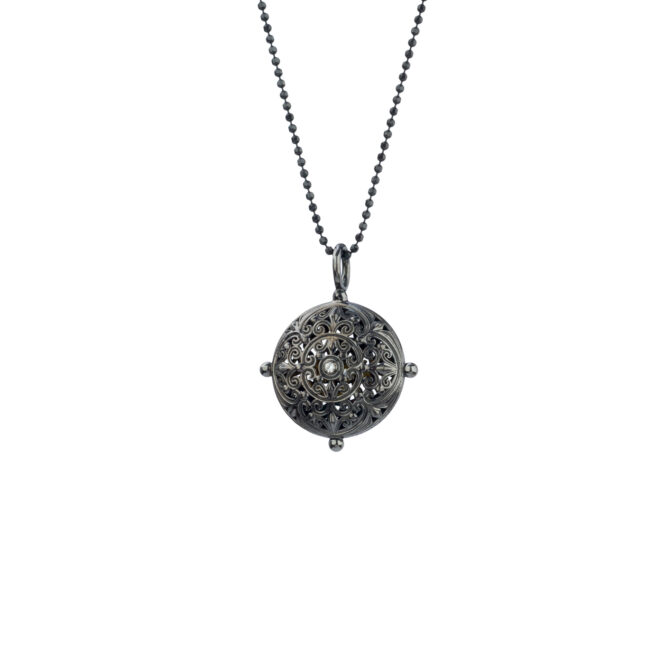 Kallisto round pendant in black plated silver 925