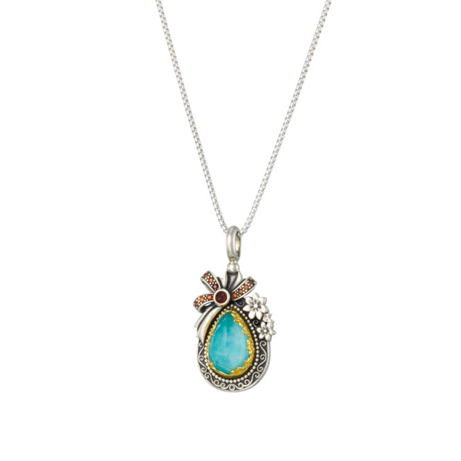 Dione Teardrop pendant in Sterling Silver with Gold Plated Parts - Image 2