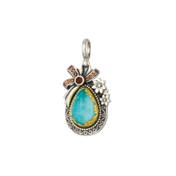 Dione Teardrop pendant in Sterling Silver with Gold Plated Parts