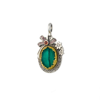 Dione oval pendant in Sterling Silver with Gold Plated Parts