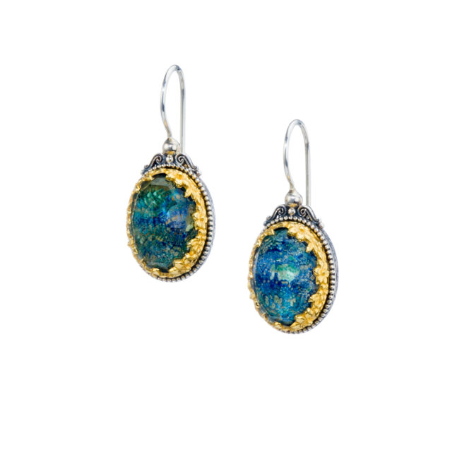 Dione oval Earrings in Sterling Silver with Gold plated parts - Image 2
