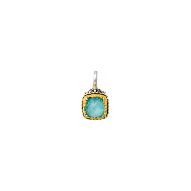 Dione square pendant in sterling silver with Gold plated parts - Image 4