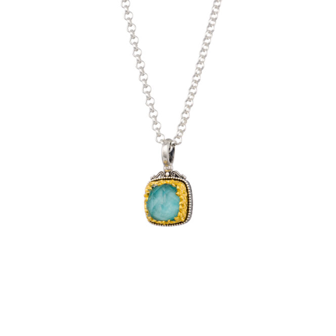 Dione square pendant in sterling silver with Gold plated parts - Image 2