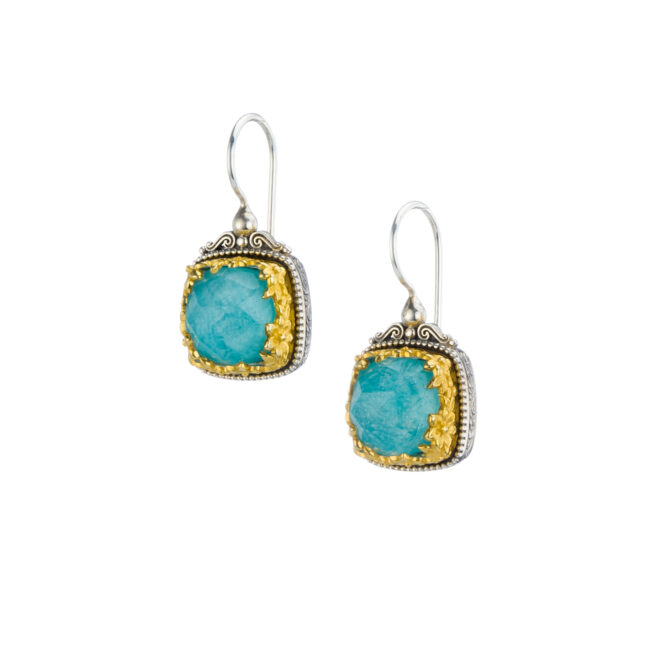 Dione square earrings in Sterling silver with Gold plated parts - Image 2
