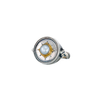 Cyclades round ring in 18K Gold and sterling silver with pearl