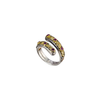 Nefeli Ring in 18K Gold and Sterling Silver with rubies