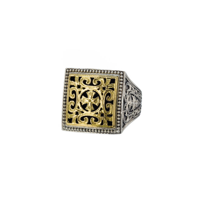 Patmos Men ring in 18K Gold and Sterling Silver