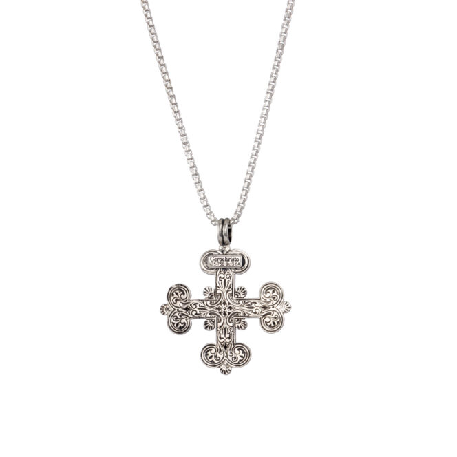 Byzantine Cross in 18K Gold and Sterling Silver with Gemstones - Image 3