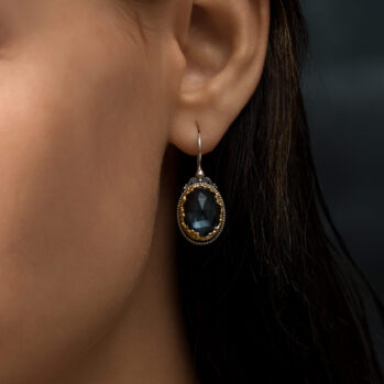 Dione oval Earrings in Sterling Silver with Gold plated parts