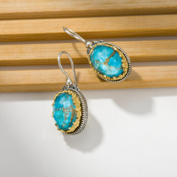 Dione oval Earrings in Sterling Silver with Gold plated parts