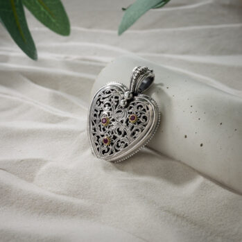 Garden shadows big Heart pendant in 18K Gold and Sterling Silver