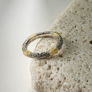 Eden's Garden Band rings in 18K solid Yellow Gold and Sterling silver