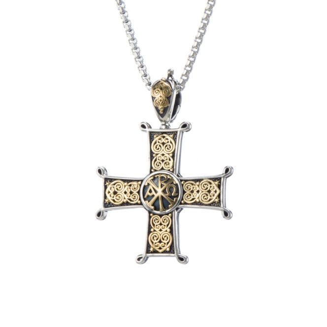 Erotokritos and Aretousa medium Cross in 18K Gold and Sterling silver - Image 2