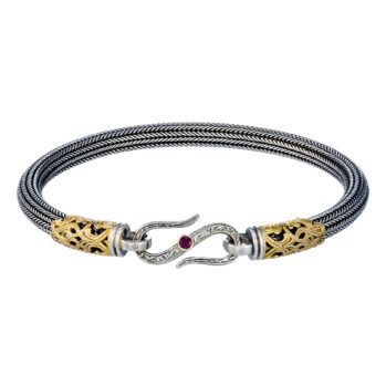 Erotokritos Chain Bracelet in 18K Gold and Sterling silver with ruby