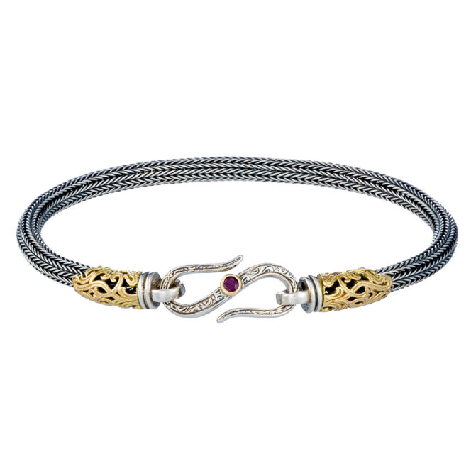 Erotokritos Chain Bracelet in 18K Gold and Sterling silver with ruby