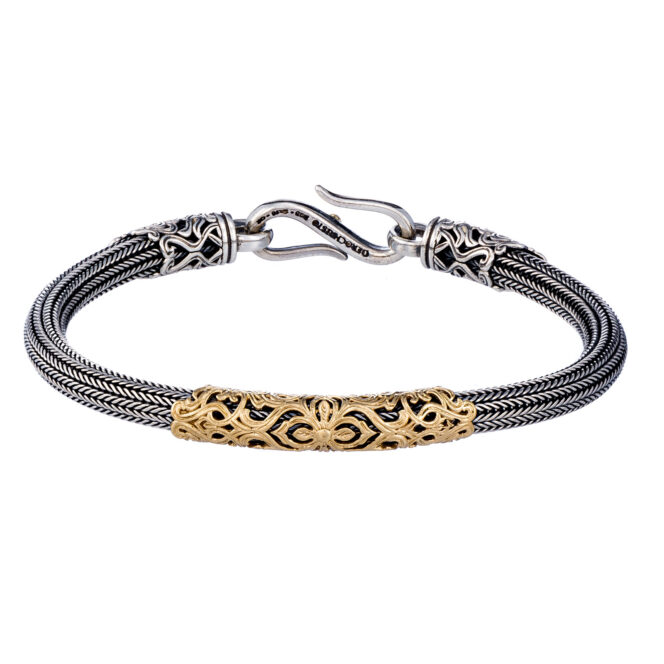 Erotokritos Chain Bracelet in 18K Gold and Sterling silver with ruby