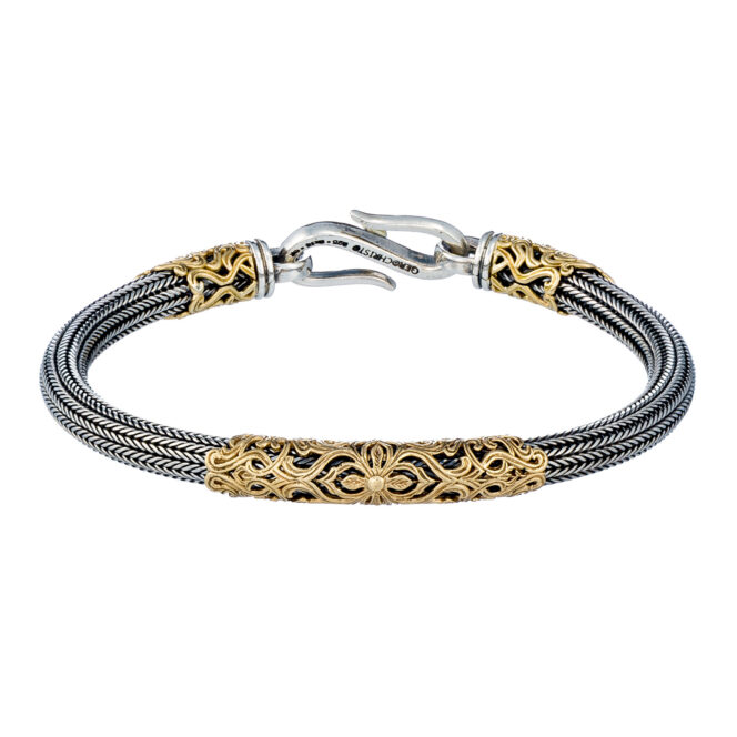 Erotokritos Chain Bracelet in 18K Gold and Sterling silver with ruby