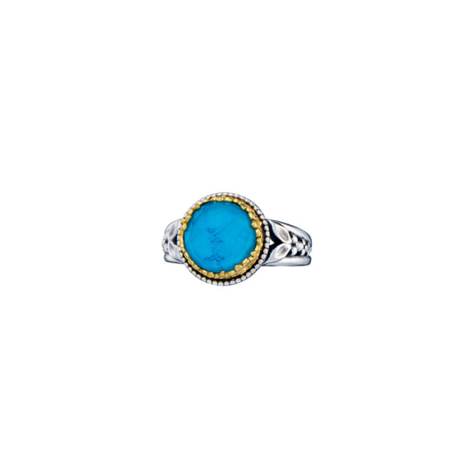 Dione round ring in sterling silver with Gold plated parts - Image 4