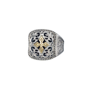 Byzantine men ring in 18K Gold and Sterling silver
