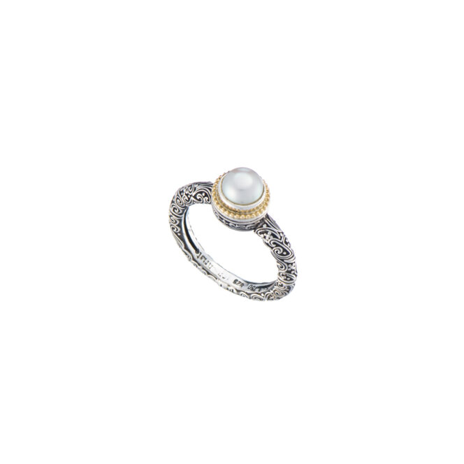 Eden's Garden Ring in 18K Gold and Sterling Silver with Pearl - Image 4